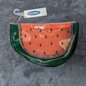 Old Navy Watermelon shaped translucent cosmetics bag NWT
